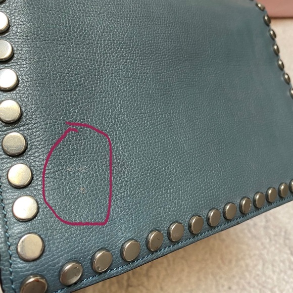 Prada Etiquette Flap Bag Studded Glace Calfskin Small bag - Picture 16 of 17